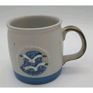 Vtg Otagiri Mug Seagull Medallion Stoneware Blue Gray  Gulls In Flight